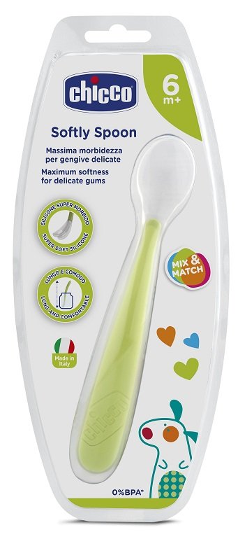 CHICCO CUCCHIAIO MORBIDO SILICONE 6M+ VERDE UP