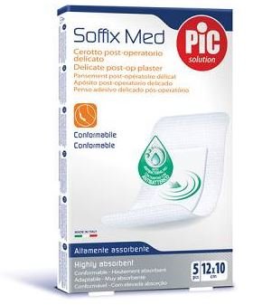 CEROTTO PIC SOFFIX MED IN TNT CON TAMPONE CENTRALE ASSORBENTE STERILE MONOUSO 10X12 CM ANTIBATTERICO 5 PEZZI