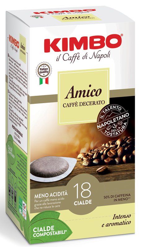 KIMBO AMICO CAFFE%27 TORREFATTO E DECERATO 18 CIALDE 7 G