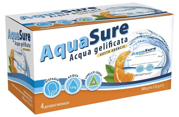 AQUASURE ACQUA GELIFICATA ARANCIA EDULCORATA MULTIPACK 4 PEZZI DA 125 G