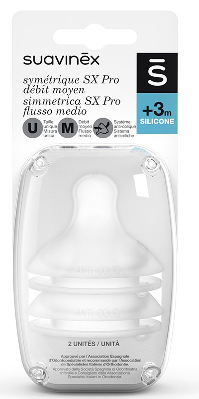 SUAVINEX SX PRO TETTARELLA IN SILICONE FISIOLOGICA PER BIBERON M 2 PEZZI