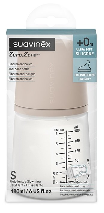 SUAVINEX ZERO ZERO BIBERON DA 180ML SILICONE FLUSSO LENTO MEDIUM
