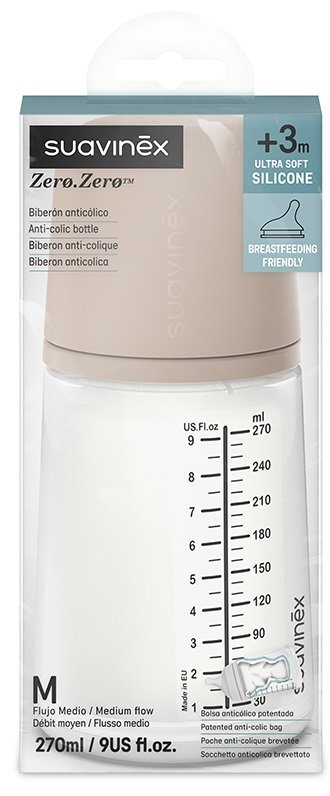 SUAVINEX ZERO ZERO BIBERON DA 270ML SILICONE FLUSSO MEDIO MEDIUM