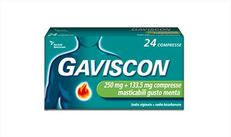 GAVISCON 250 MG + 133,5 MG COMPRESSE MASTICABILI GUSTO MENTA 24 COMPRESSE