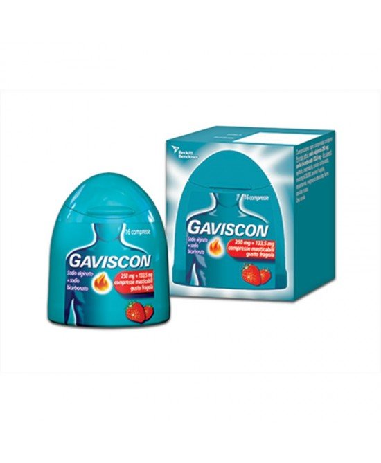 GAVISCON 250 MG + 133,5 MG COMPRESSA MASTICABILE GUSTO FRAGOLA 16 COMPRESSE IN CONTENITORE CON TAPPO A SCATTO
