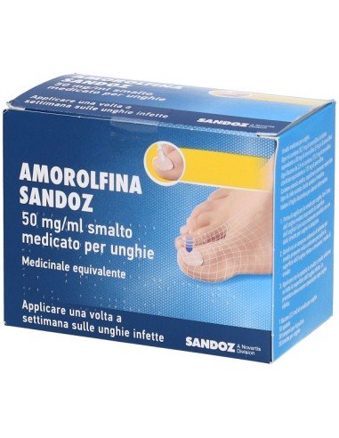 AMOROLFINA SANDOZ 50 MG/ML SMALTO MEDICATO PER UNGHIE 50 MG/ML SMALTO MEDICATO PER UNGHIE 1 FLACONE IN VETRO DA 2,5 ML