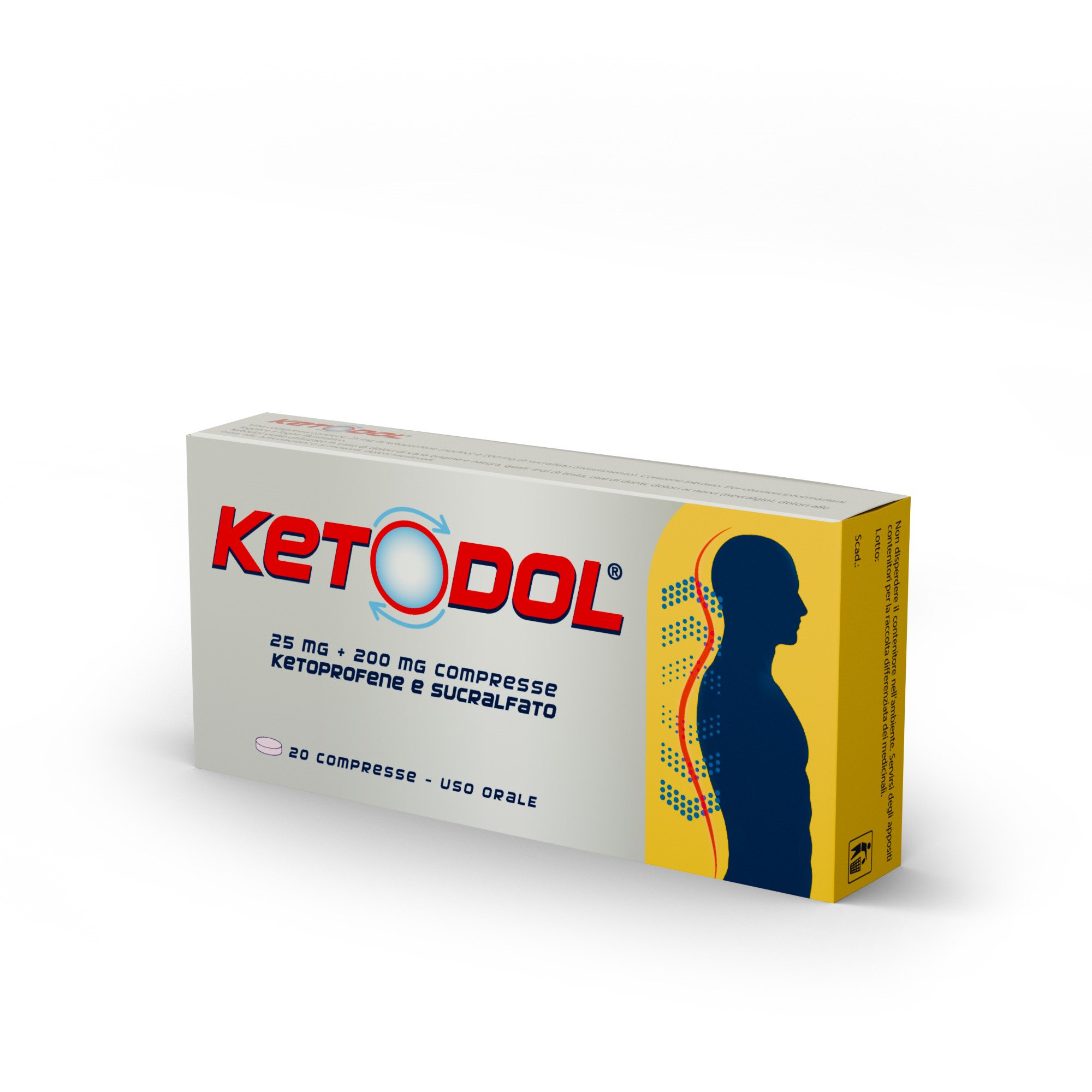 KETODOL 25 MG + 200 MG COMPRESSE 25 MG + 200 MG COMPRESSE 20 COMPRESSE