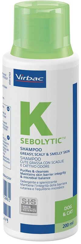 SEBOLYTIC SHAMPOO CUTE GRASSA CON SCAGLIE E CATTIVO ODORE CANE E GATTO 200 ML