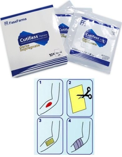 CUTIFASS GARZA 10X10 CM IMPREGNATA CON POMATA 10 PEZZI
