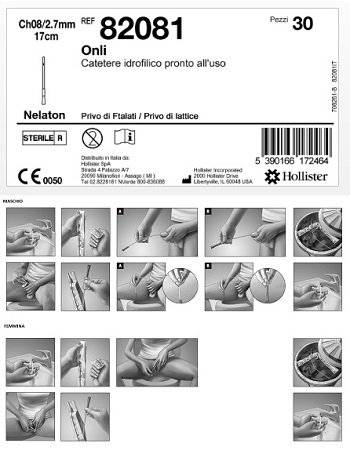 CATETERE IDROFILO INTERMITTENTE ONLI PRONTO ALL%27USO 17 CM CH8 30 PEZZI