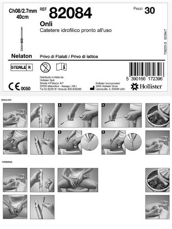 CATETERE IDROFILICO INTERMITTENTE ONLI PRONTO ALL USO 40 CM CH 8 30 PEZZI