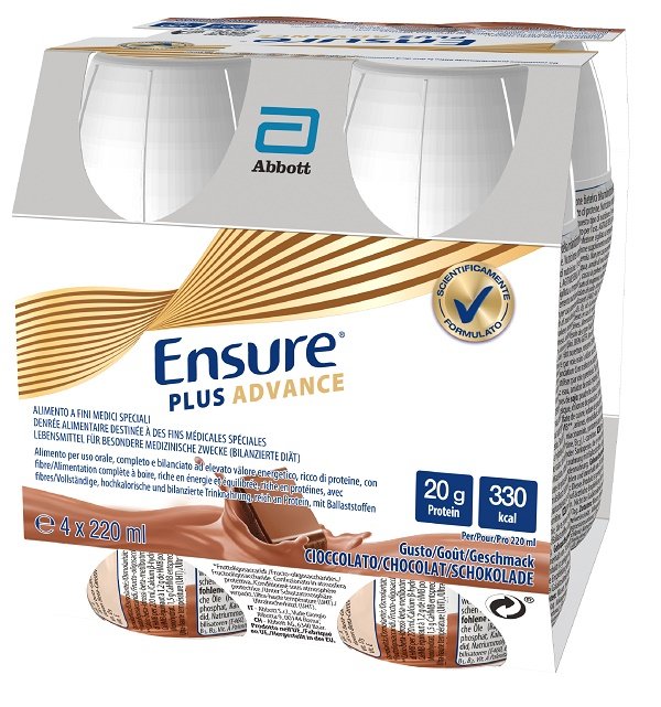 ENSURE PLUS ADVANCE CIOCCOLATO 4 BOTTIGLIE DA 220 ML