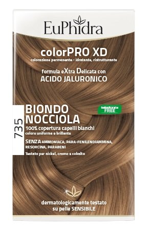 EUPHIDRA COLORPRO XD 735 BIONDO NOCCIOLA GEL COLORANTE CAPELLI IN FLACONE + ATTIVANTE + BALSAMO + GUANTI