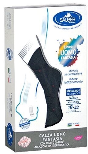 SAUBER CALZA UOMO FANTASIA Q-SKIN 140 DEN BLU POIS ROSSI TAGLIA G