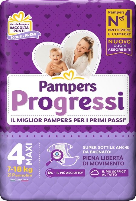 PAMPERS PROGRESSI MAXI PANNOLINO 4 7-18KG 22 PEZZI