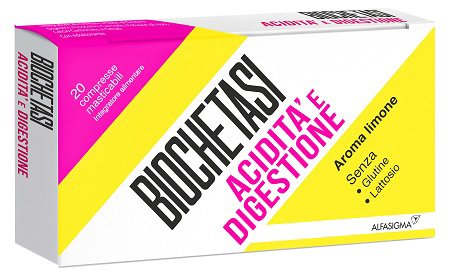 BIOCHETASI ACIDITA%27 E DIGESTIONE 20 COMPRESSE MASTICABILI AROMA LIMONE