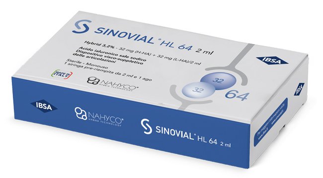 SIRINGA INTRA-ARTICOLARE SINOVIAL HL 64 ACIDO IALURONICO SALE SODICO 3,2% 32MG H-HA + 32MG H-LA/2ML 2 ML
