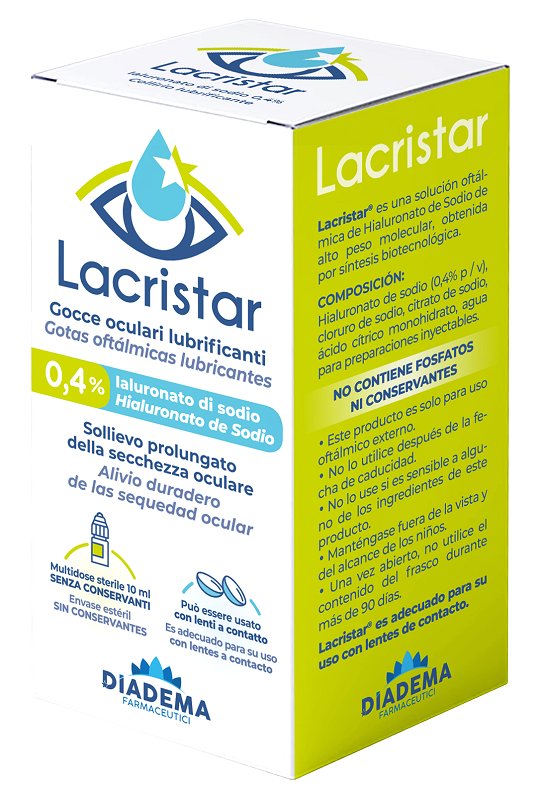 LACRISTAR GOCCE OCULARI LUBRIFICANTI 0,4% IALURONATO DI SODIO MULTIDOSE 10 ML