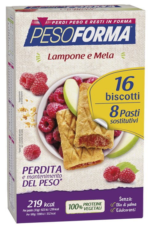 PESOFORMA BISCOTTI LAMPONE E MELA 16 BISCOTTI X 33G 8 PASTI SOSTITUTIVI