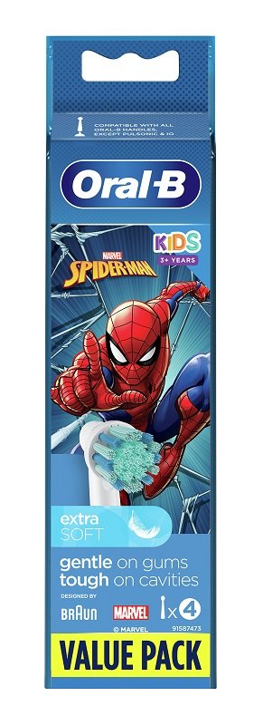 ORALB KIDS SPIDERMAN TESTINE PER SPAZZOLINO ELETTRICO 4 PEZZI
