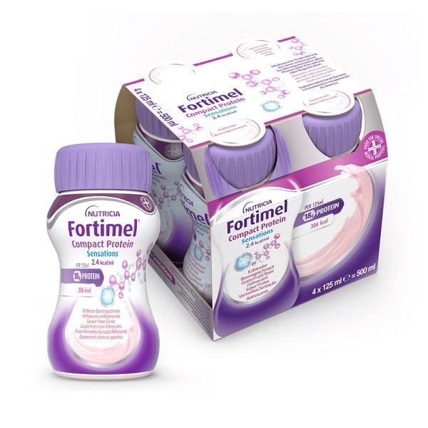NUTRICIA FORTIMEL COMPACT PROTEIN GUSTO FRUTTI ROSSI RINFRESCANTI 4 BOTTIGLIE DA 125 ML