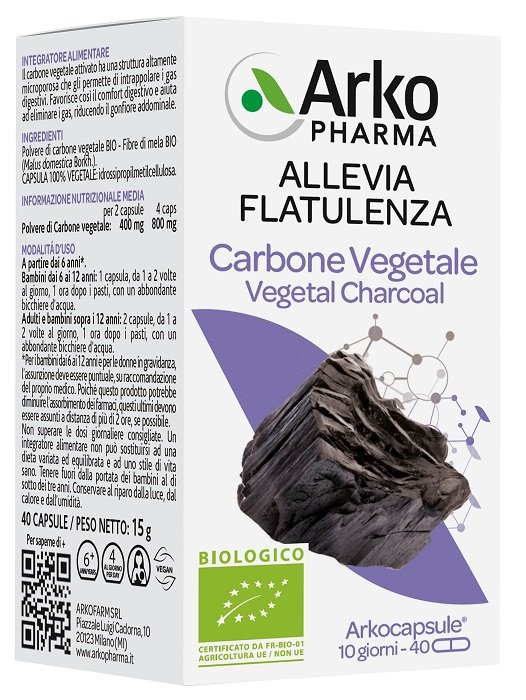 ARKO CAPSULE CARBONE VEGETALE BIO 40 CAPSULE
