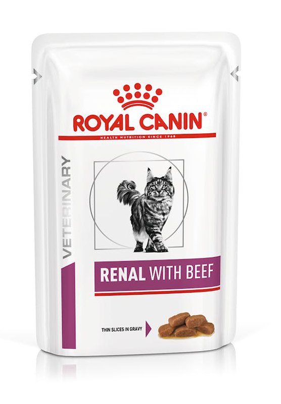 VETERINARY HEALTH NUTRITION WET CAT RENAL BEEF 12X85 G