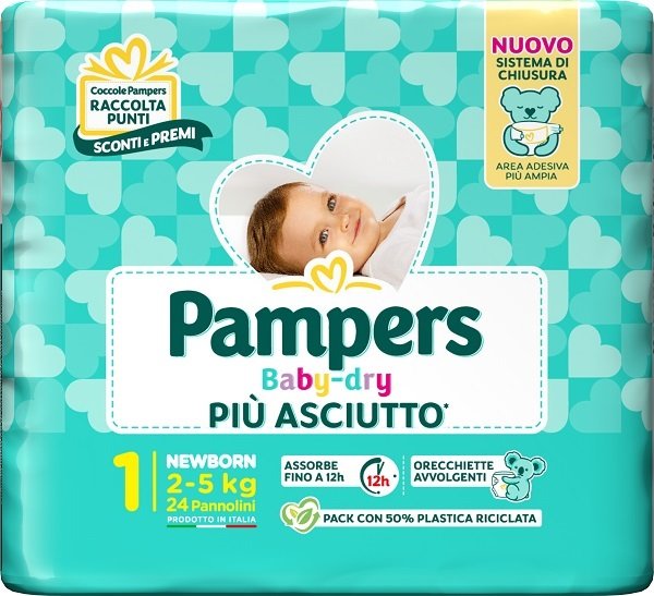 PAMPERS BABY DRY PANNOLINO NEWBORN 24 PEZZI
