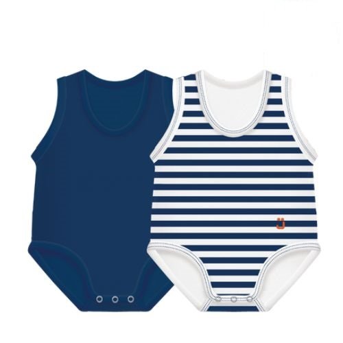 J BIMBI BODY 0-36M BIO COTTON SUMMER 2-PACK BLU SCURO