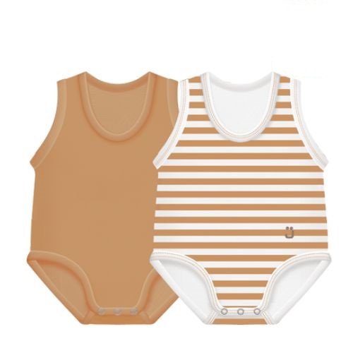 J BIMBI BODY 0-36M BIO COTTON SUMMER 2-PACK CARAMELLO