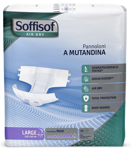 PANNOLINO MUTANDINA AIR DRY SOFFISOF MAXI L 15 PEZZI
