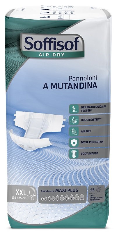 PANNOLINO MUTANDINA AIR DRY SOFFISOF MAXI PLUS XXL 15 PEZZI