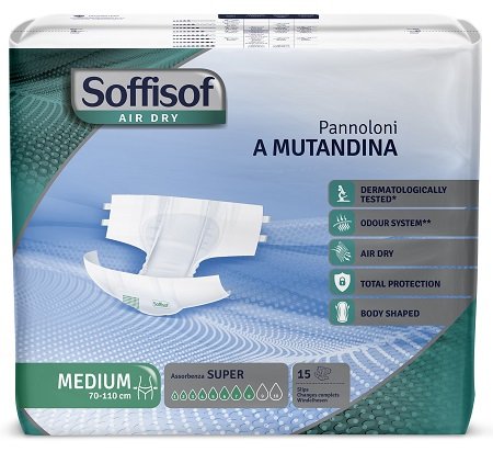 PANNOLINO MUTANDINA AIR DRY SOFFISOF SUPER M 15 PEZZI