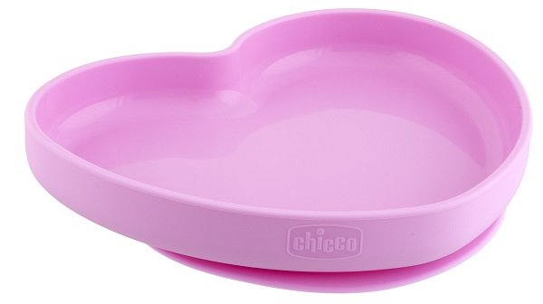 CHICCO PIATTO CUORE VENTOSA SILICONE ROSA