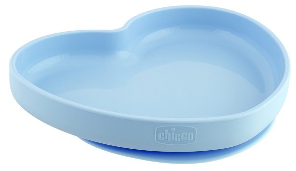 CHICCO PIATTO CUORE VENTOSA SILICONE BLU