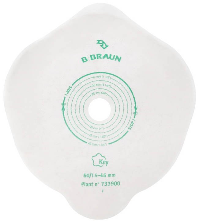 PLACCA PIANA FLEXIMA KEY 40 MM CON PROTETTORE CUTANEO IDROCOLLOIDALE E FLANGIA 5 PEZZI