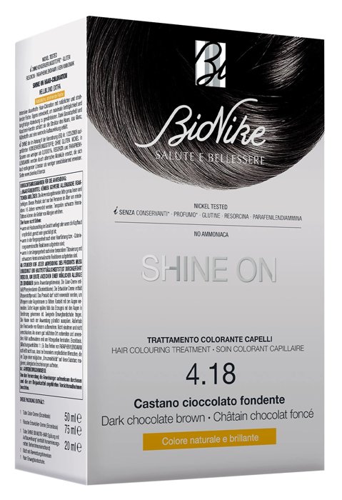 SHINE ON CASTANO CIOCCOLATO FONDENTE 4,18 FLACONE 75 ML + TUBO 50 ML