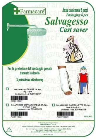 SALVAGESSO PER GAMBALETTO UTILE PER LA PROTEZIONE DEL GESSO DURANTE LA DOCCIA 6 PEZZI