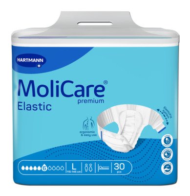 PANNOLINO MUTANDINA MOLICARE PREMIUM ELASTIC CON ALI ELASTICIZZATE 6 GOCCE L 30 PEZZI