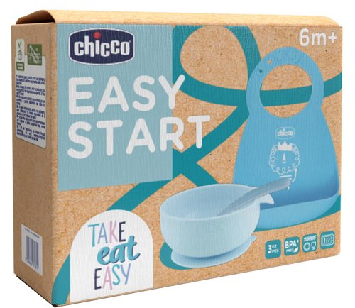 CHICCO SET PAPPA SILICONE 6M+ AZZURRO
