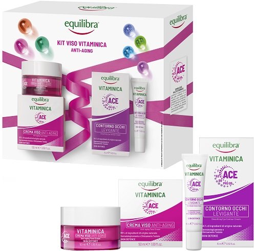 KIT VISO VITAMINICA ANTIAGING CREMA VISO + VITAMINICA CONTORNO OCCHI LEVIGANTE CONFEZIONE REGALO