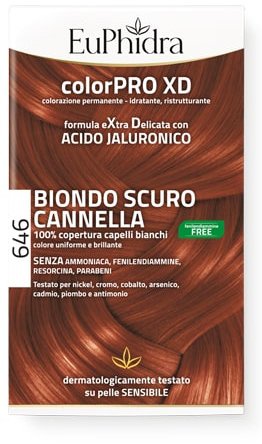 EUPHIDRA COLORPRO GEL COLORANTE CAPELLI XD 646 CANNELLA 50 ML IN FLACONE + ATTIVANTE + BALSAMO + GUANTI