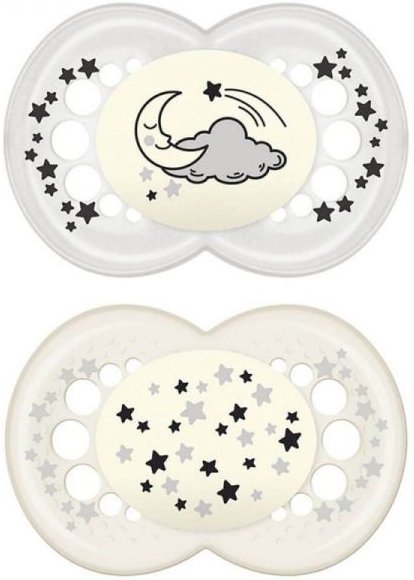 MAM SUCCHIETTO ORIGINAL NIGHT 6+ MESI SILICONE NEUTRO 2 PEZZI