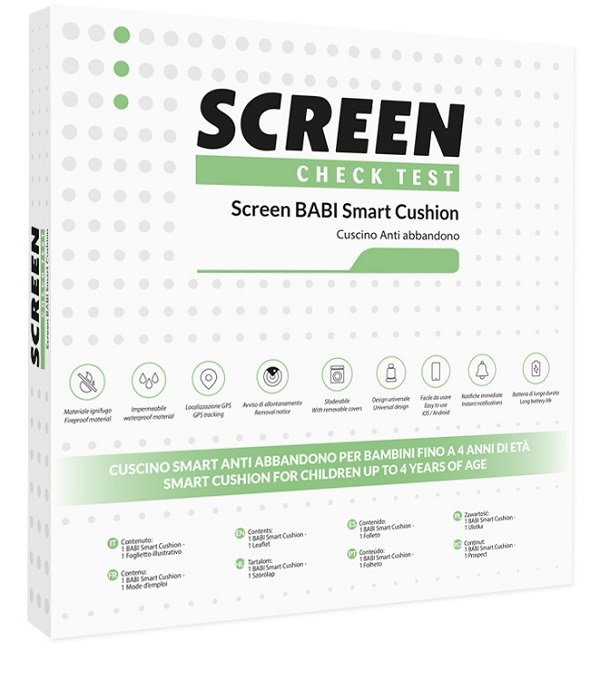 SCREEN BABI SMART CUSHION CUSCINO ANTIABBANDONO SEGGIOLINO AUTO CON ALLARME SONORO SU APP