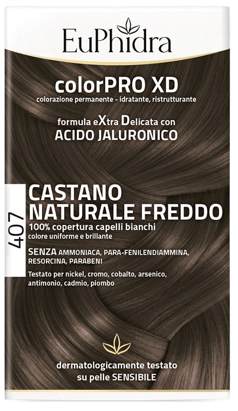 EUPHIDRA COLORPRO XD 407 CASTANO NATURALE F COLORE + ATTIVANTE + BALSAMO + CUFFIA + GUANTI
