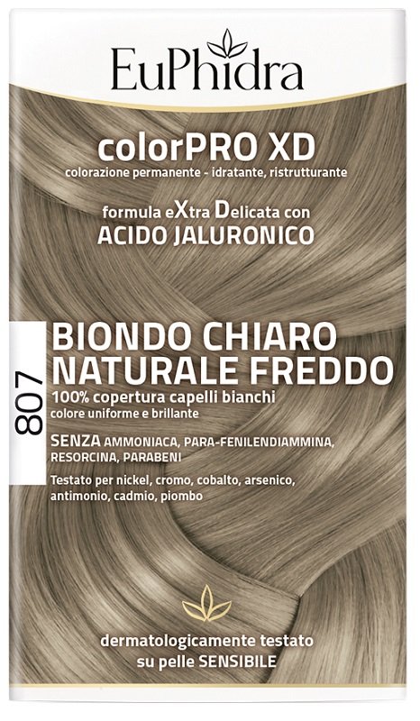 EUPHIDRA COLORPRO XD 807 BIONDO CHIARO NATURALE F COLORE + ATTIVANTE + BALSAMO + CUFFIA + GUANTI