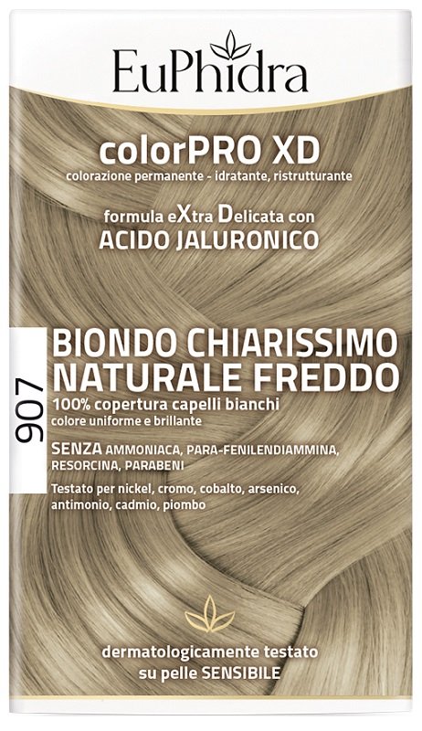 EUPHIDRA COLORPRO XD 907 BIONDO CHIARO MOGANO NATURALE F COLORE + ATTIVANTE + BALSAMO + CUFFIA + GUANTI
