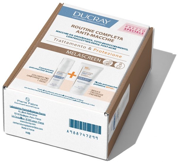 MELASCREEN COFANETTO ANTI-MACCHIE 1 CONCENTRATO ANTI-MACCHIE BRUNE 30 ML + 1 FLUIDO ANTI-MACCHIE PROTETTIVO SPF50+ 50 ML