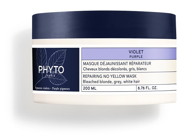 PHYTO VIOLET MASCHERA ANTI GIALLO RIPARATRICE PER CAPELLI BIONDI DECOLORATI GRIGI BIANCHI 200 ML
