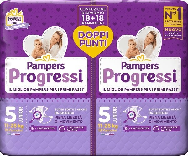 PAMPERS PROGRESSI PANNOLINO JUNIOR PACCO DOPPIO 36 PEZZI